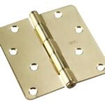 Onward 2822BB Butt Hinge, 4 in H Frame Leaf, 3/32 in Thick Frame Leaf, Steel, Brass, Removable Pin, 60 lb