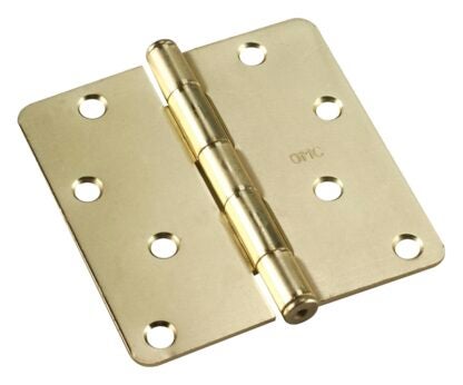 Onward 2822BB Butt Hinge, 4 in H Frame Leaf, 3/32 in Thick Frame Leaf, Steel, Brass, Removable Pin, 60 lb