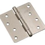 Onward 2822NBB Butt Hinge, 4 in H Frame Leaf, 3/32 in Thick Frame Leaf, Steel, Brushed Nickel, Removable Pin, 60 lb