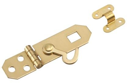 Onward 343SBR Hasp with Hook, 2-3/4 in W, Solid Brass, Bright Brass