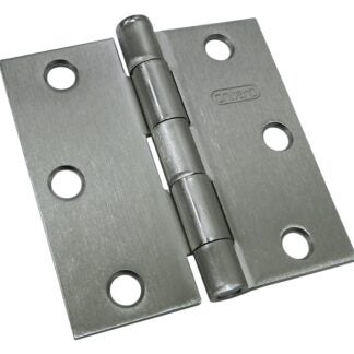 Onward 820NBV Butt Hinge, 3 in H Frame Leaf, 3/32 in Thick Frame Leaf, Steel, Brushed Nickel, Removable Pin, 40 lb