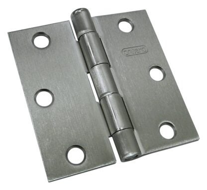 Onward 820NBV Butt Hinge, 3 in H Frame Leaf, 3/32 in Thick Frame Leaf, Steel, Brushed Nickel, Removable Pin, 40 lb