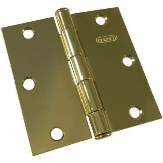 Onward 821BV Butt Hinge, 3-1/2 in H Frame Leaf, 3/32 in Thick Frame Leaf, Steel, Brass, Removable Pin, 50 lb