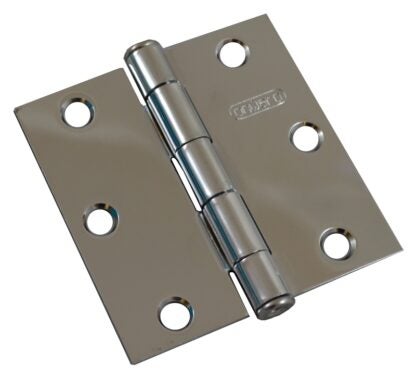 Onward 820CV Butt Hinge, 3 in H Frame Leaf, 3/32 in Thick Frame Leaf, Steel, Chrome, Removable Pin, 40 lb