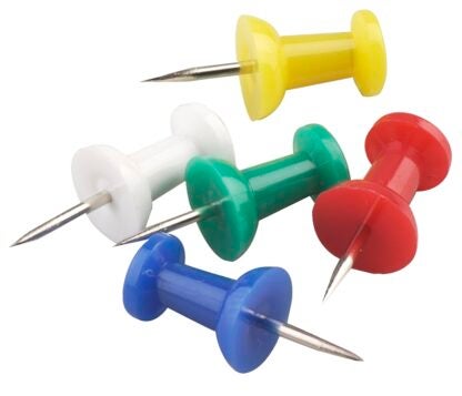 Onward 4520R Push Pin, 3/8 in Dia, Metal/Plastic, Assorted