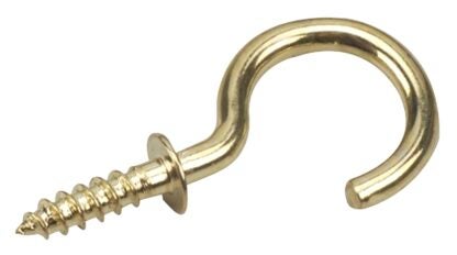 Onward 2782BR Cup Hook, 10 mm Opening, 31 mm L, Metal, Brass