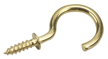 Onward 2783BR Cup Hook, 12 mm Opening, 33 mm L, Metal, Brass