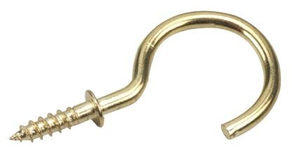 Onward 2785BR Cup Hook, 18 mm Opening, 46 mm L, Metal, Brass