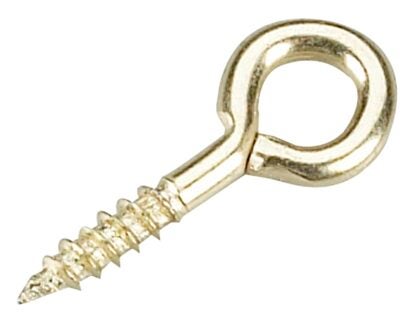 Onward 2501BR Screw Eye, 1.95 mm Dia Wire, 7.9 mm L Thread, 19 mm OAL, Metal, Brass