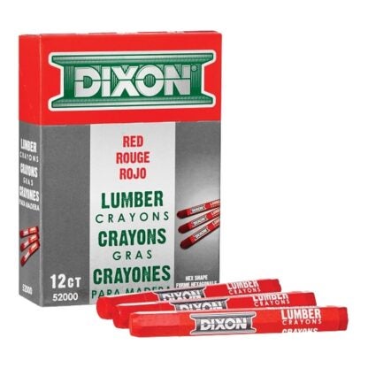 Dixon Ticonderoga 52000 Lumber Crayon, Red, 1/2 in Dia, 4-1/2 in L Sells in Quantity of 12