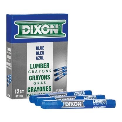 Dixon Ticonderoga 52100 Lumber Crayon, Blue, 1/2 in Dia, 4-1/2 in L Sells in Quantity of 12