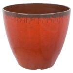 Landscapers Select PT-S023 Planter, 12 in Dia, 10 in H, Round, Resin, Red, Mocha Drip Sells in Quantity of 6