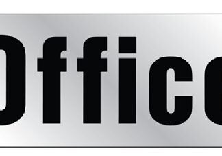 Hy-Ko 459 Graphic Sign, Office, Silver Background, Vinyl, 2 in H x 8 in W Dimensions Sells in Quantity of 10