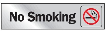 Hy-Ko 472 Graphic Sign, No Smoking, Silver Background, Vinyl, 2 in H x 8 in W Dimensions Sells in Quantity of 10