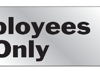 Hy-Ko 476 Signs, Employees Only, Silver Background, Vinyl, 2 x 8 in Dimensions Sells in Quantity of 10