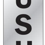 Hy-Ko 499 Sign, Push, Silver Background, Vinyl, 2 x 8 in Dimensions Sells in Quantity of 10