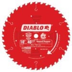 Diablo D1040X Circular Saw Blade, 10 in Dia, 5/8 in Arbor, 40-Teeth, Carbide Cutting Edge