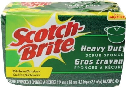 Scotch-Brite HD-3 Scrub Sponge, 2-3/4 in L, 4-1/2 in W, 0.6 in Thick, Cellulose/Synthetic Fiber, Green