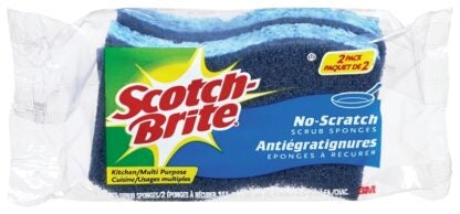 Scotch-Brite SB-AS2-12 Scrub Sponge, 4.4 in L, 2-1/2 in W, 0.8 in Thick, Blue