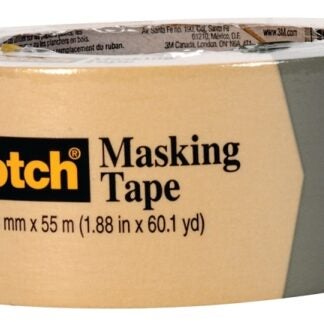 Scotch 2020-2A Masking Tape, 60 yd L, 2 in W, Crepe Paper Backing, Beige