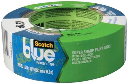 ScotchBlue 2093EL-36N Painter's Tape, 60 yd L, 1.41 in W, Smooth Crepe Paper Backing, Blue