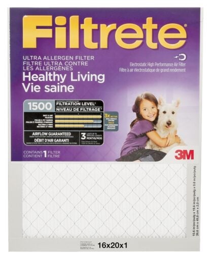 Filtrete 2000DC-6 Air Filter, 20 in L, 16 in W, 11 MERV Sells in Quantity of 6