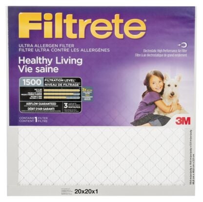 Filtrete 2002DC-6 Air Filter, 20 in L, 20 in W, 11 MERV Sells in Quantity of 6