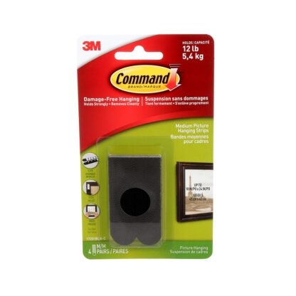 Command 17201BLK Picture Hanging Strip, 12 lb, Foam, Black Sells in Quantity of 6