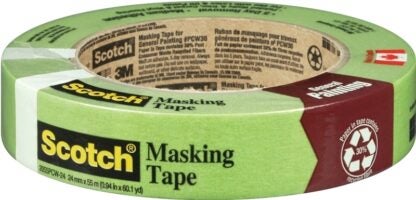 ScotchBlue 2055PCW - 24 MM Masking Tape, 55 m L, 24 mm W, Crepe Paper Backing, Green