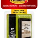 Command 17206BLK-12ES Large Picture Hanging Strip, 3/4 in W, 3-5/8 in L, Foam Backing, Black, 4 lb Sells in Quantity of 4