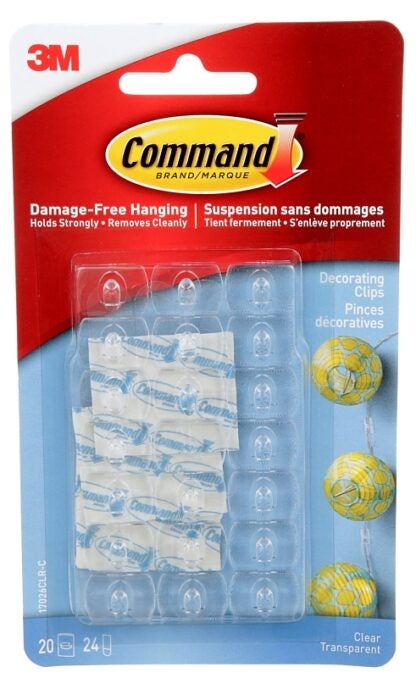 Command 17026CLR-C Decorating Clip, 0.5 lb, Plastic, Clear Sells in Quantity of 6