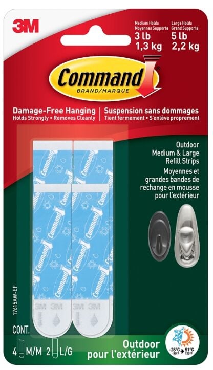 Command 17615AW-ES Refill Strip, 1/32 in Thick, White, 5 lb Sells in Quantity of 4