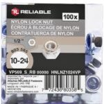 Reliable HNLNZ1024VP Lock Nut, UNC-UNF Thread, 10-24 Thread, Steel, Zinc, NE2 Grade, 100/BX