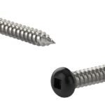 Reliable PKABLK81VP Screw, #8 Thread, 1 in L, Full Thread, Pan Head, Square Drive, Self-Tapping, Type A Point, Steel