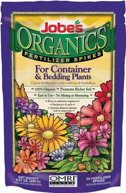 Jobes 06128CN Container and Bedding Plant Organic Fertilizer Pack, Spike, 3-5-6 N-P-K Ratio