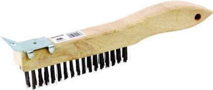 ProSource WB01416S Wire Brush with Scraper, 1-3/4 in L Trim, Metallic Bristle, 3/4 in W Brush, 10-7/8 in OAL