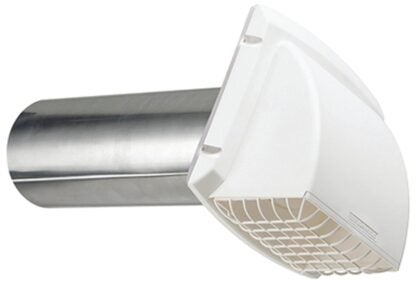 DUNDAS JAFINE ProFlex BPMH4WZW Exhaust Hood, 6-1/4 in W Hood, 7 in H Hood, 4 in Duct, Polypropylene Hood