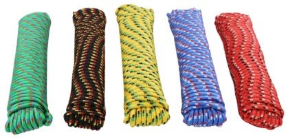 ProSource 706036-PDQ Rope, 3/8 in Dia, 100 ft L, 244 lb Working Load, Polypropylene, Black/Blue/Green/Red/Yellow Sells in Quantity of 48