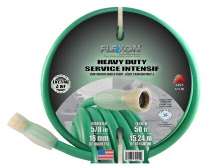 Flexon FXG5850 Garden Hose, 5/8 in, 50 ft L, Vinyl, Green