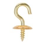 ProSource LR-381-PS Cup Hook, 3/16 in Opening, 2.5 mm Thread, 3/4 in L, Brass, Brass