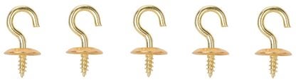 ProSource LR-381-PS Cup Hook, 3/16 in Opening, 2.5 mm Thread, 3/4 in L, Brass, Brass