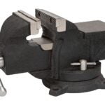 Vulcan JL25012 Bench Vise, 5 in Jaw Opening, 3/8 in W Jaw, 2.5 in D Throat, Cast Iron Steel, Serrated Jaw