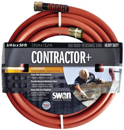 SWAN SNCG34050 Garden Hose, 50 ft L, Rubber/Vinyl, Gray