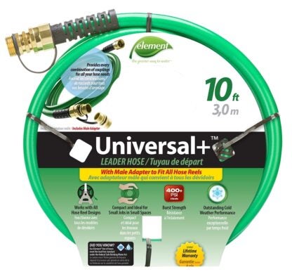 SWAN CELUN12010 Universal Leader Hose, 1/2 in, 10 ft L, Female, PVC, Green