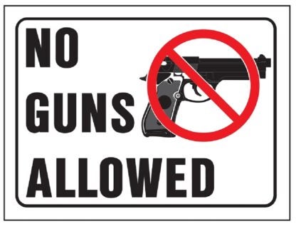 Hy-Ko 20691 Safety Sign, NO GUNS ALLOWED, Red/Black Legend, White Background, Plastic Sells in Quantity of 10