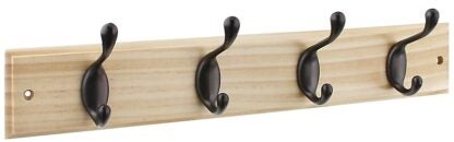 National Hardware B8170 S827-139 Hook Rail, 4-Hook, Wood, Oil-Rubbed Bronze