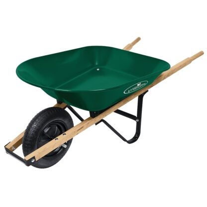 Landscapers Select 34563 Wheelbarrow, 4 cu-ft Volume, Steel Tray, 1-Wheel, Pneumatic Wheel, 14 in Wheel