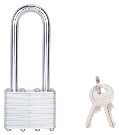 ProSource HD00022L Padlock, Long Shackle, 9/32 in Dia Shackle, 3 in H Shackle, Steel Shackle, Steel Body