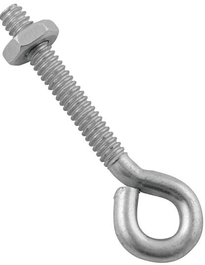 National Hardware N221-069 Eye Bolt, #10-24 Thread, 1-1/4 in L Thread, 0.28 in ID Dia Eye, 1.41 in L Shank, Steel, Zinc Sells in Quantity of 20