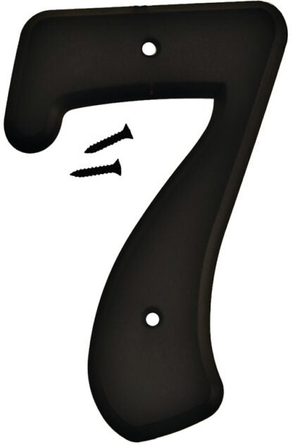 Hy-Ko 30200 Series 30207 House Number, Character: 7, 6 in H Character, Black Character, Plastic Sells in Quantity of 5